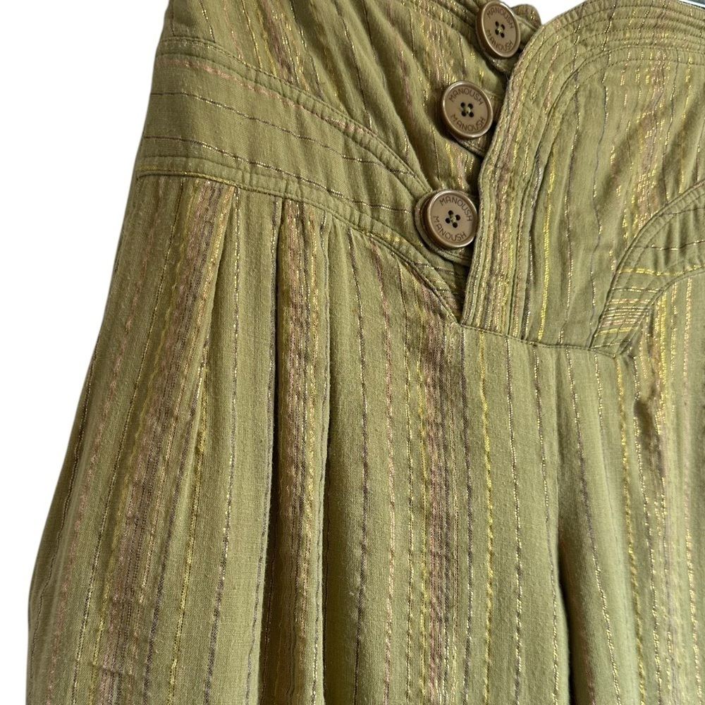 MANOUSH PAPER BAG HIGH WAIST COTTON LUREX THREADED PANTS SIZE 4 - Picture 6 of 14